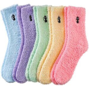 MQELONG Women’s Super Soft Fuzzy Cozy Sleeping Socks 5-Pair Warm Size 5-10